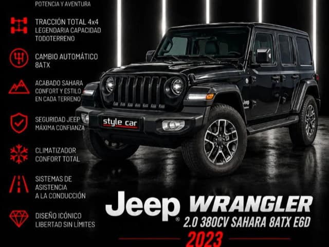 Jeep Wrangler 4p 2.0 380CV Sahara 8ATX E6D 2023 en Style Car Canarias · CEC